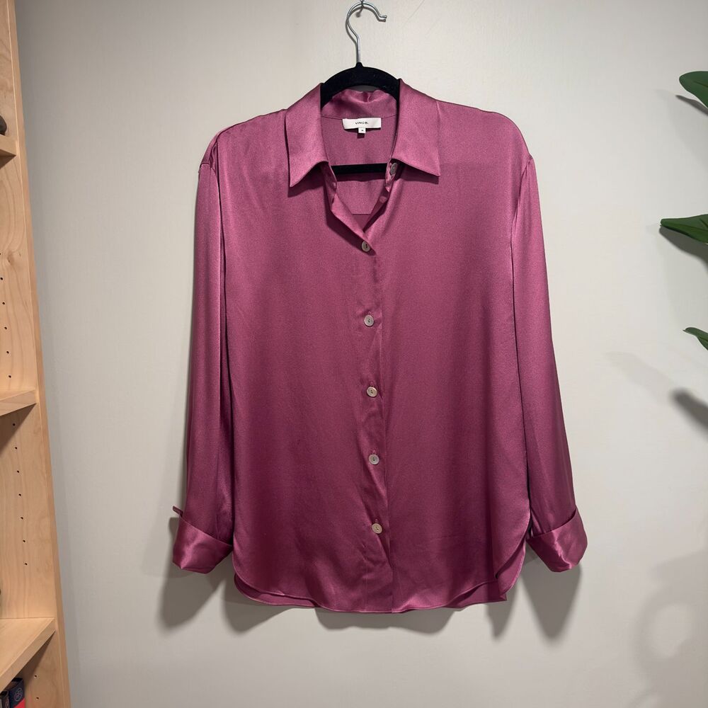Vince Silk Satin Button Down Blouse – New With Tags - Picture 2 of 7